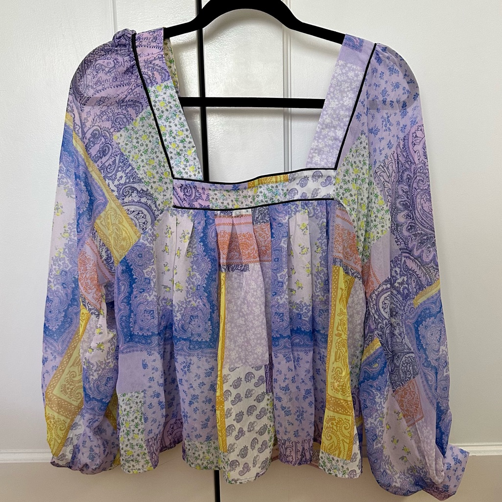 Asos Design Patchwork Pattern Blouse - Us Size 8